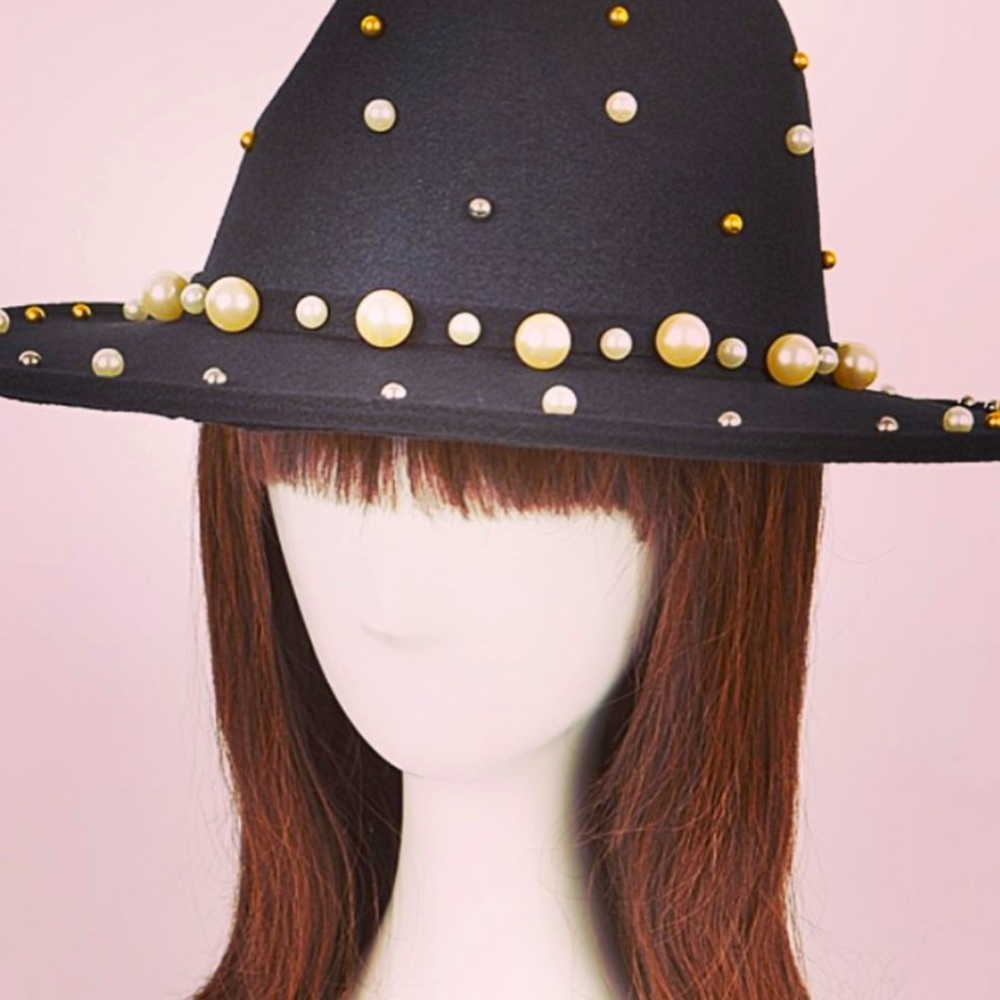 COPY - Iconic Fedora Hat W/pearls And Metal NEW
